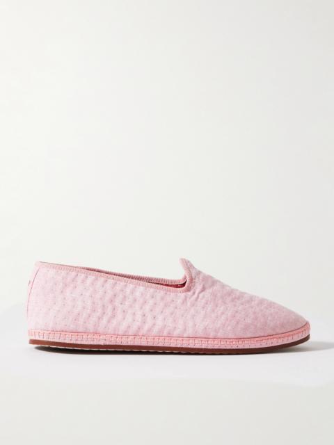 Laguna Furlane Grosgrain-trimmed Matelassé Linen Loafers