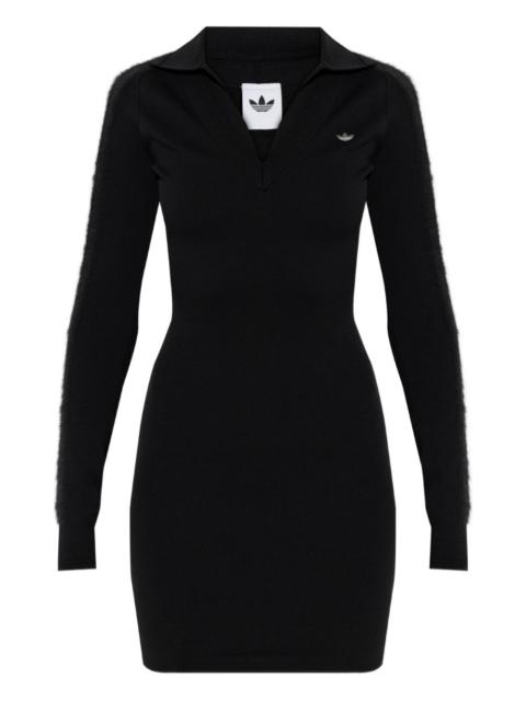 long-sleeve polo-collar mini dress
