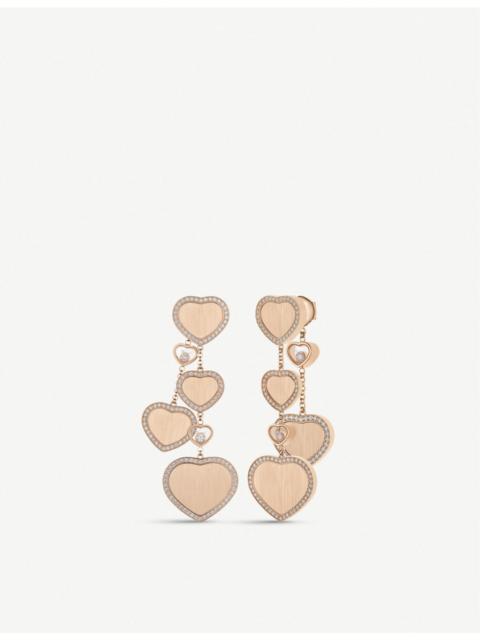 Chopard x 007 Happy Hearts Golden Hearts 18ct rose-gold and 0.31ct diamond earrings