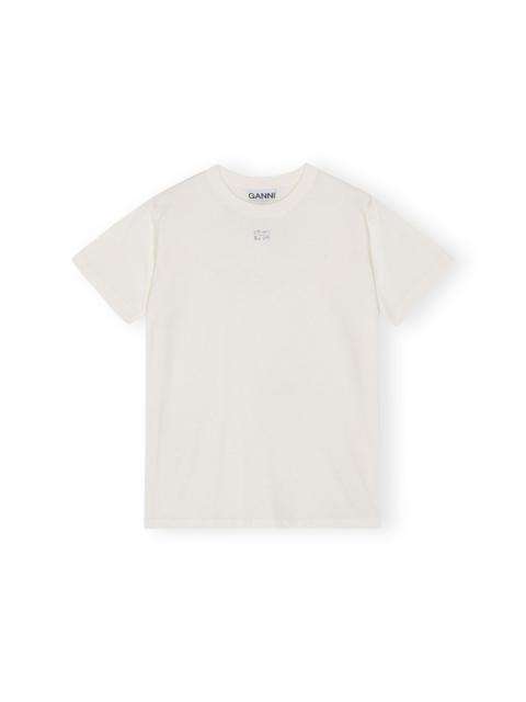 WHITE BASIC JERSEY RHINESTONE RELAXED T-SHIRT