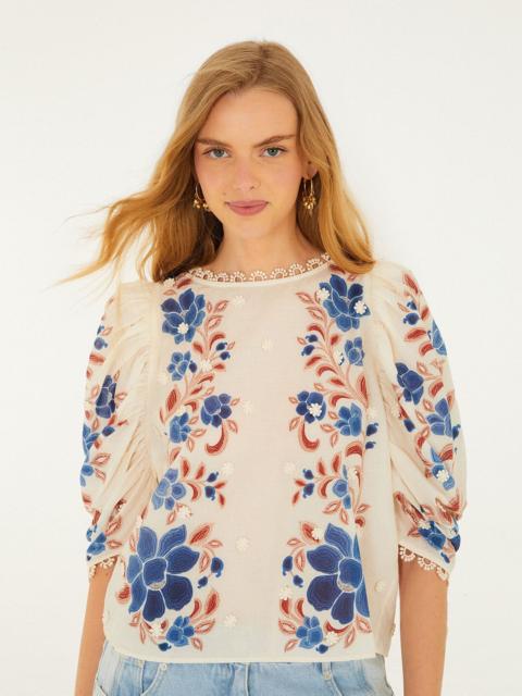 Sand Renata Floral 3D Puff Sleeve Blouse