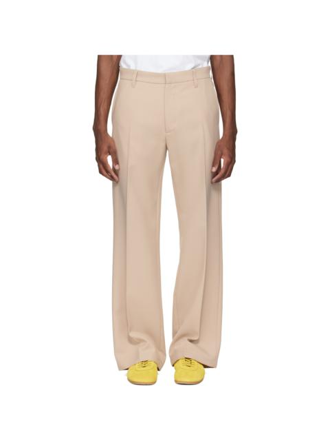 Beige Tailored Bootcut Trousers