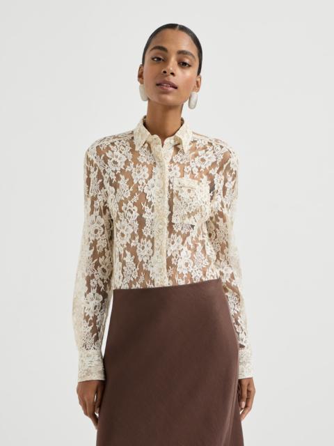 Flower jacquard lace shirt