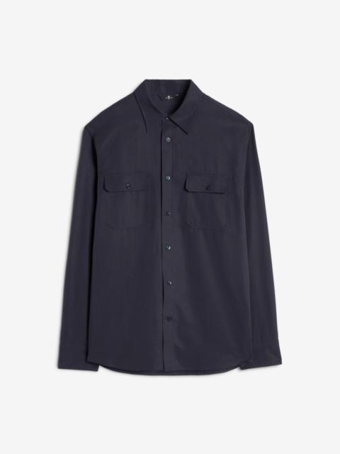 Fluid Military Shirt in Navy