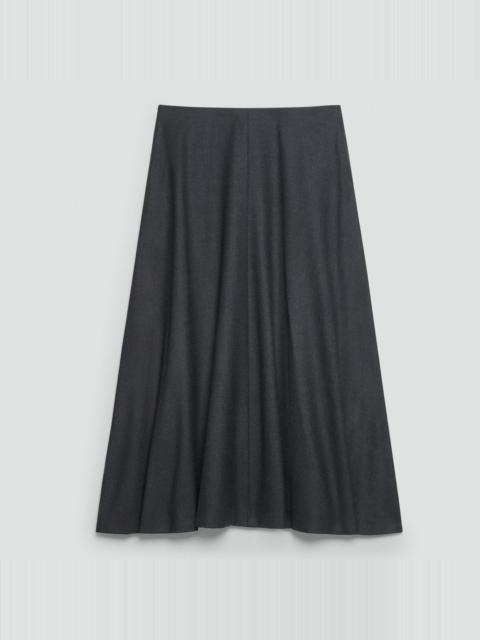 Flared Midi Skirt in Wool-Blend Flannel