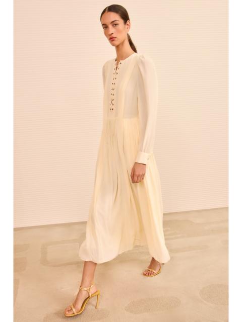 Veria LS Lace Front Midi Dress