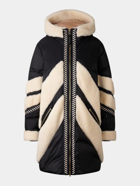 Amila down parka in Black/cream