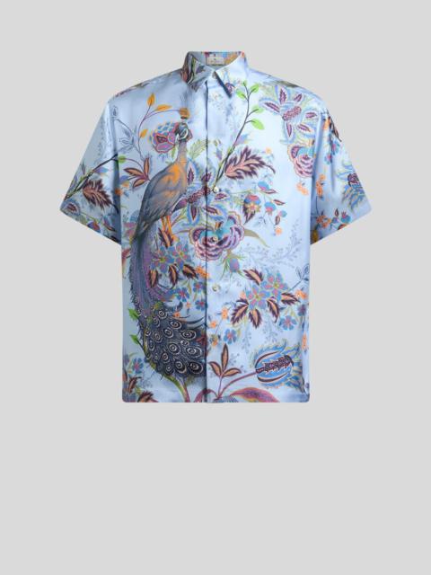 SILK SHIRT WITH PEACOCK MOTIF
