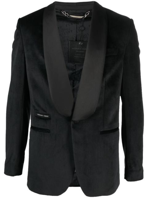 single-breasted velvet blazer