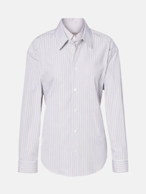 Belted striped cotton poplin shirt