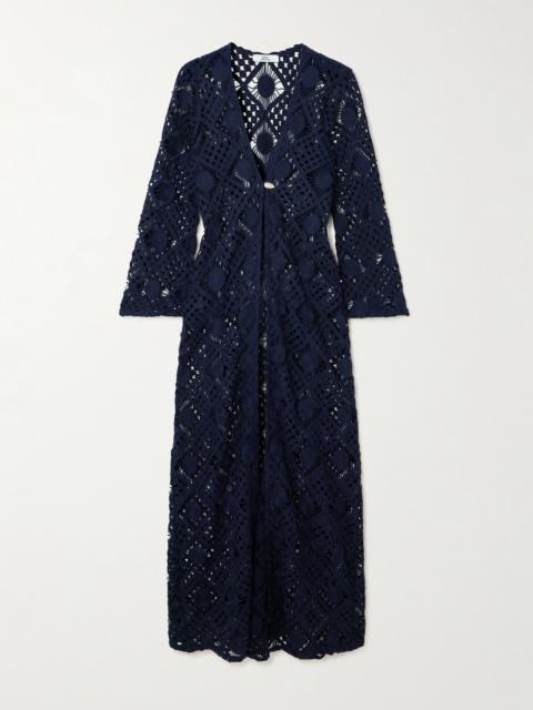 Nerea Pearl-embellished Crocheted Cotton Coverup