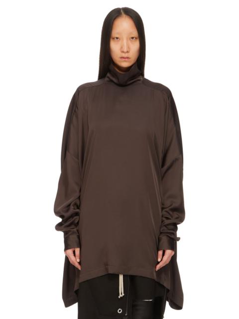 Asymmetric satin turtleneck top