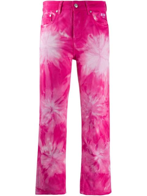 tie-dye print cropped jeans