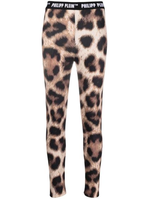 leopard-print biker leggings