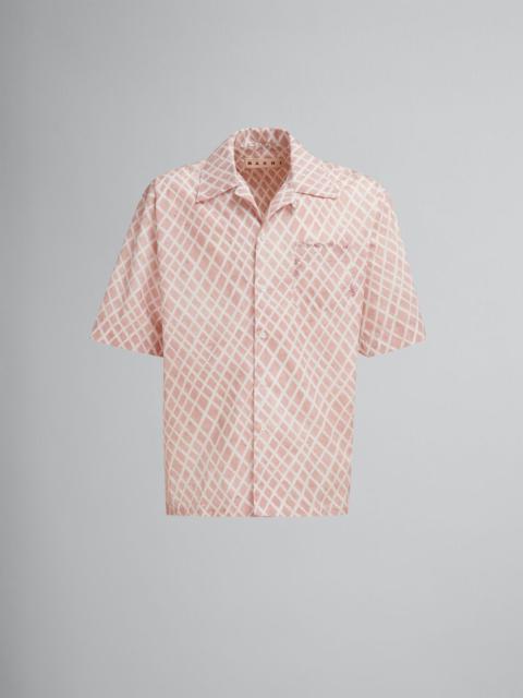 PINK POPLIN BOWLING SHIRT WITH LANDSCAPES PRINT