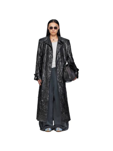 Black Crumple Trench Coat