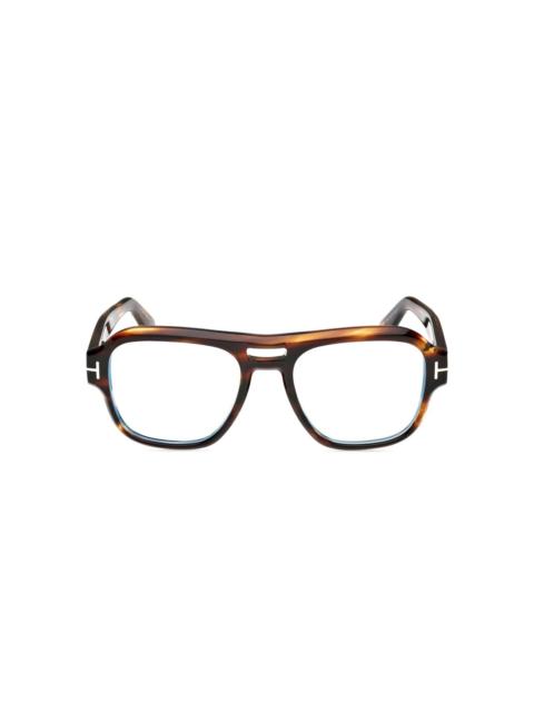 hinge-detail double-bridge glasses