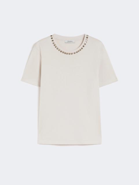 Cotton and modal T-shirt - BEIGE