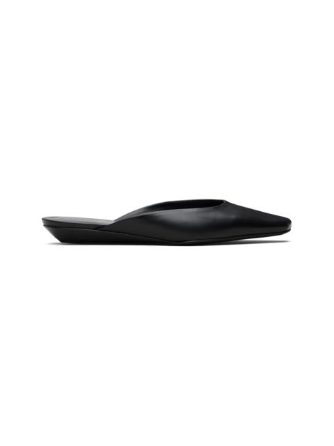 Black Diane Calf Leather Mule Flats