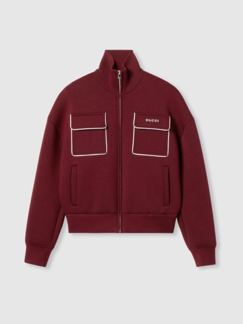 Jersey zip sweatshirt with logo