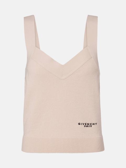 Logo wool and cashmere tank top