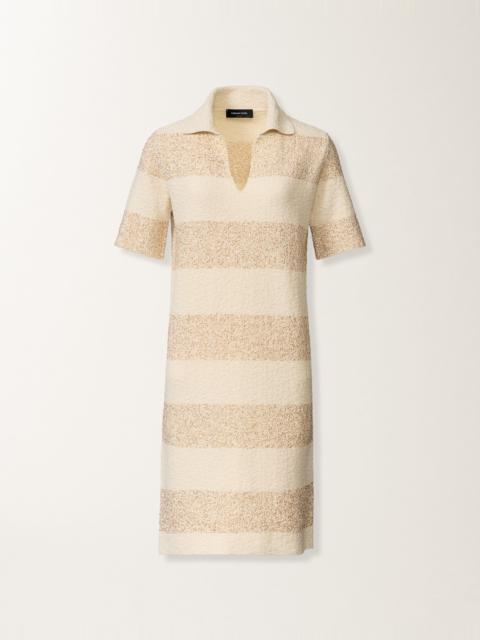 Striped cotton tweed dress with sequins