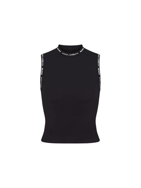 SKIMS x Dolce&Gabbana Cotton Jersey Mock Neck Tank Onyx