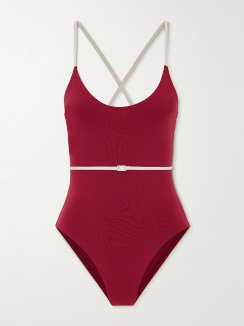 Reinette Sharon Belted Two-tone Swimsuit