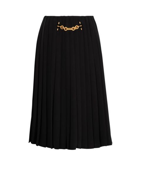 Pleated silk midi skirt with embellished detail