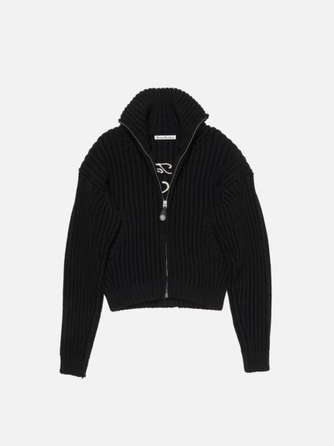 Wool zip cardigan - Black