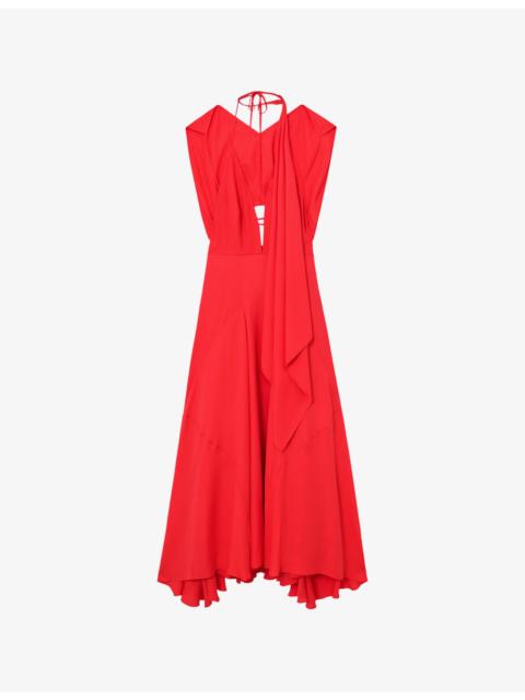 Evory Detachable-Cape Woven Maxi Dress