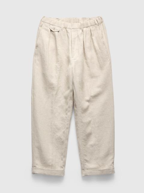 2-Pleats Cotton Linen Relax Trousers in Off White