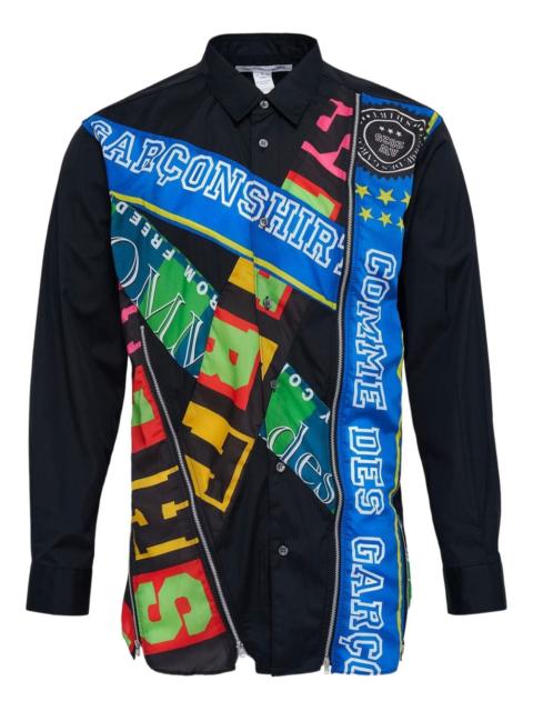 letter-print zip-embellished shirt