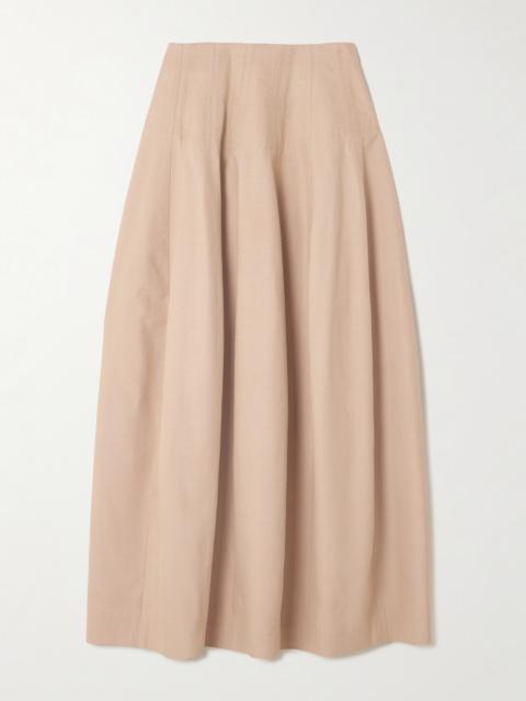 Estefania Topstitched Silk Maxi Skirt