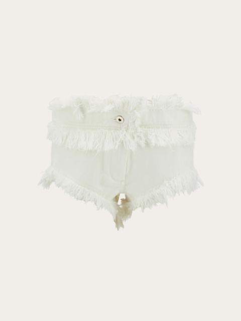 Frayed denim shorts