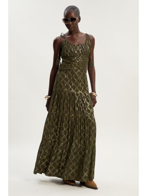 Viscose Metallic Thread Strappy Woven Sun Dress