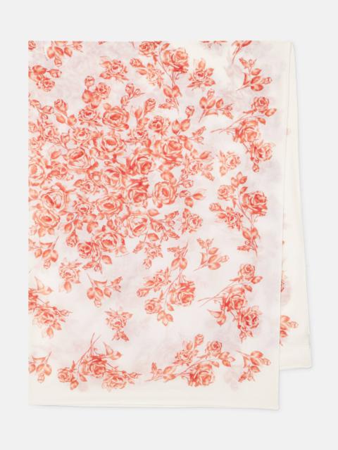 Floral printed cotton and silk scarf