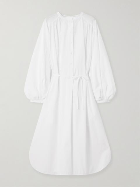 Vitti Oversized Belted Cotton-poplin Midi Dress