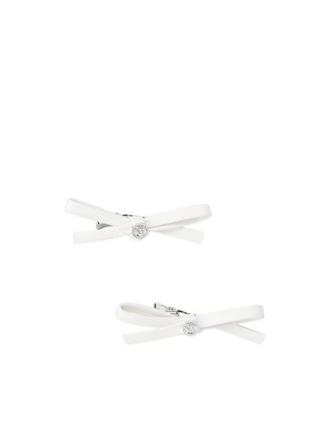 leather bow hair clips