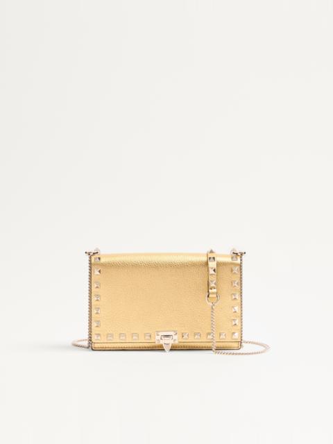 ROCKSTUD MINI CALFSKIN BAG WITH CHAIN IN LAMINATED GRAINY CALFSKIN