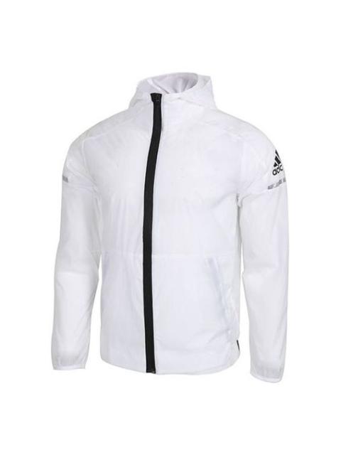 adidas Wb Light logo Printing Woven Sports Hooded Jacket White FI8758