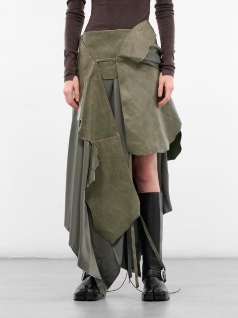 Eugenia Asymmetric Leather Satin Skirt