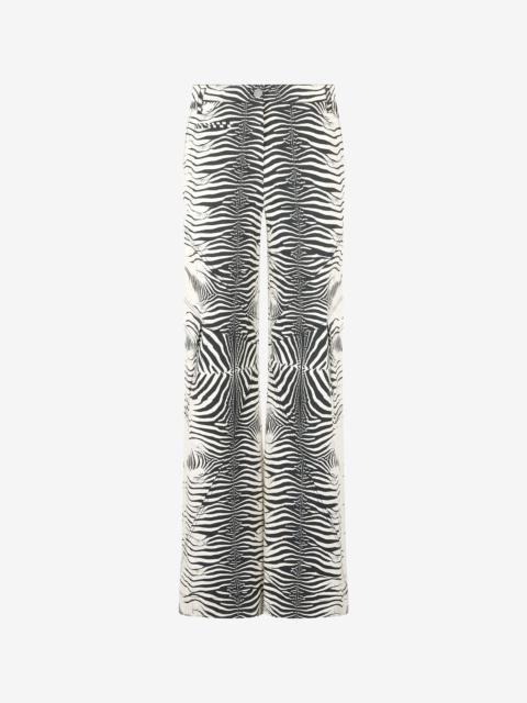 Stretch Cotton Pants With White Tigress Print