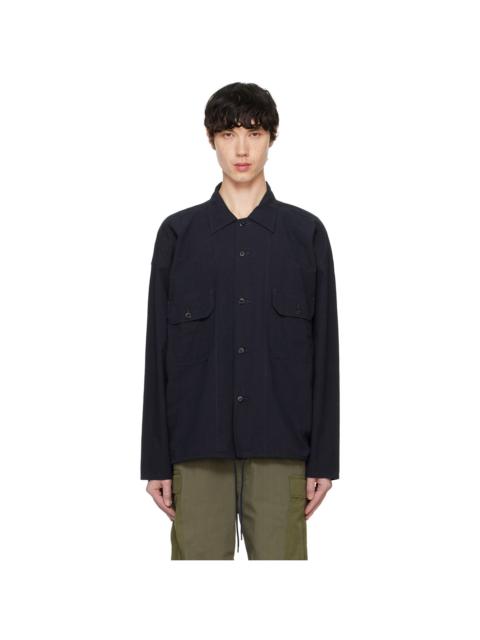 Navy Cotton Wool Deck Shirt