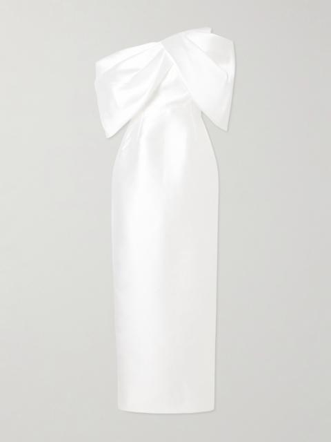 Davina Off-the-shoulder Draped Faille Gown