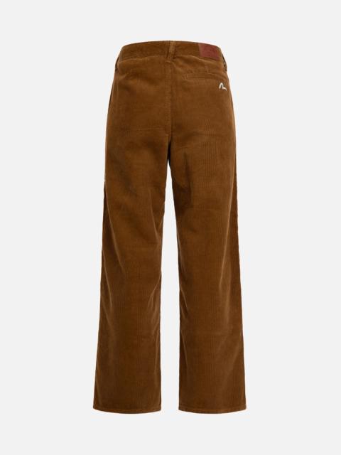 SEAGULL EMBROIDERY STRAIGHT-FIT CORDUROY TROUSERS