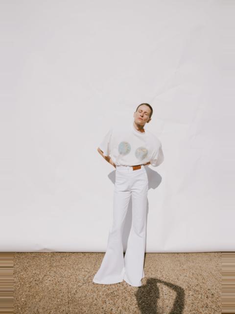 HEMISPHERES MAP PRINTED VOLUMINOUS TEE WHITE