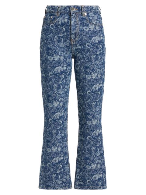 Women's Betzy Tapestry Floral Crop Jeans - Mid Blue Stone