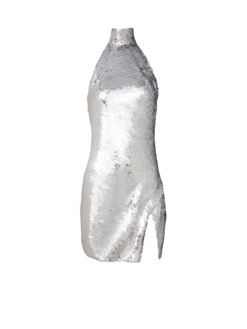 Short sequinned halterneck dress