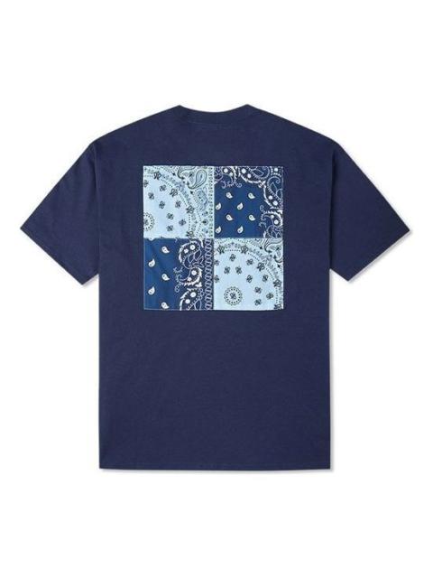 Converse Contrasting Colors cashew Loose Round Neck Short Sleeve Couple Style Blue 10023154-A03